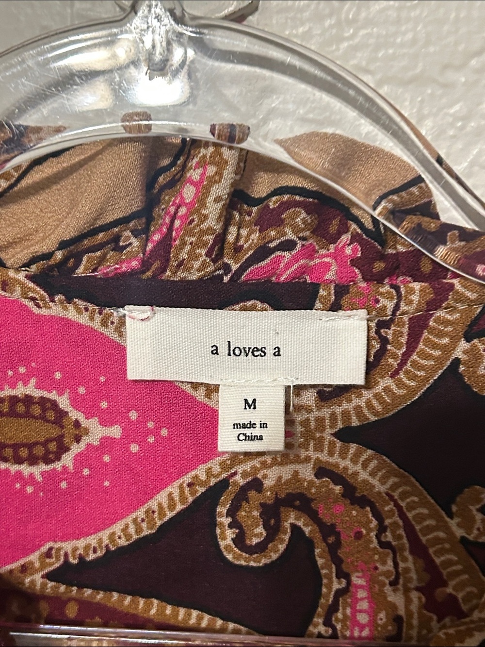 🧩a loves a Pink Paisley Long-Sleeve Blouse size M GUC - Picture 8 of 13